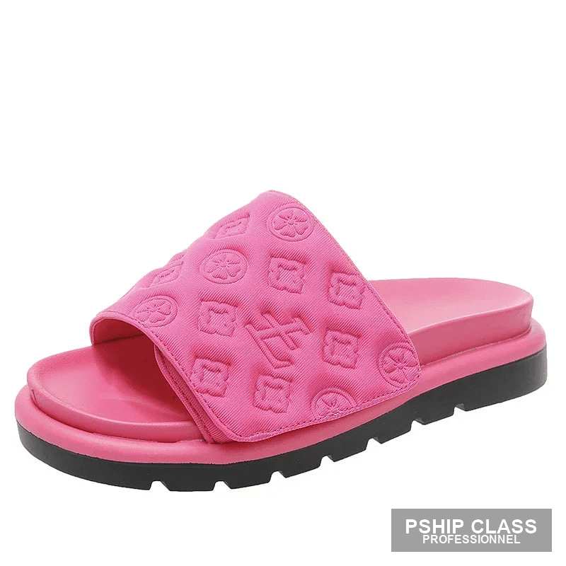 produMules femme designer luxe — sandales plateforme embossées mode plage et extérieur - vue 9 ct_name - P-SHIP