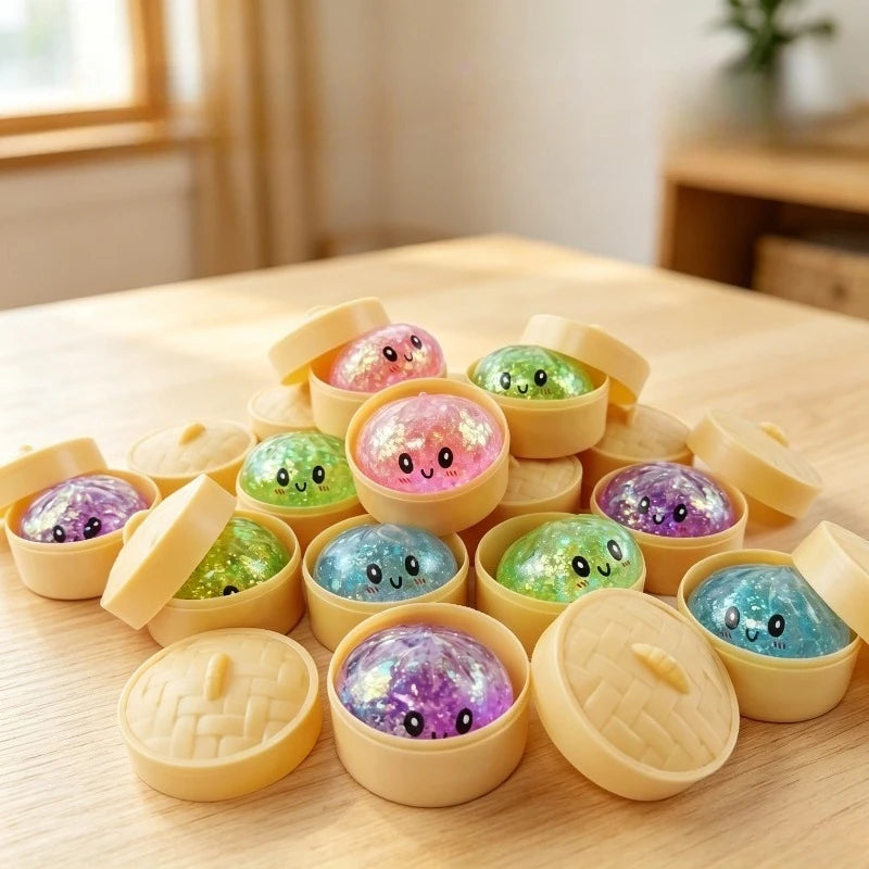 Balle Anti-Stress Ravioli Squishy — Rebond Lent & Cuiseur Bambou
