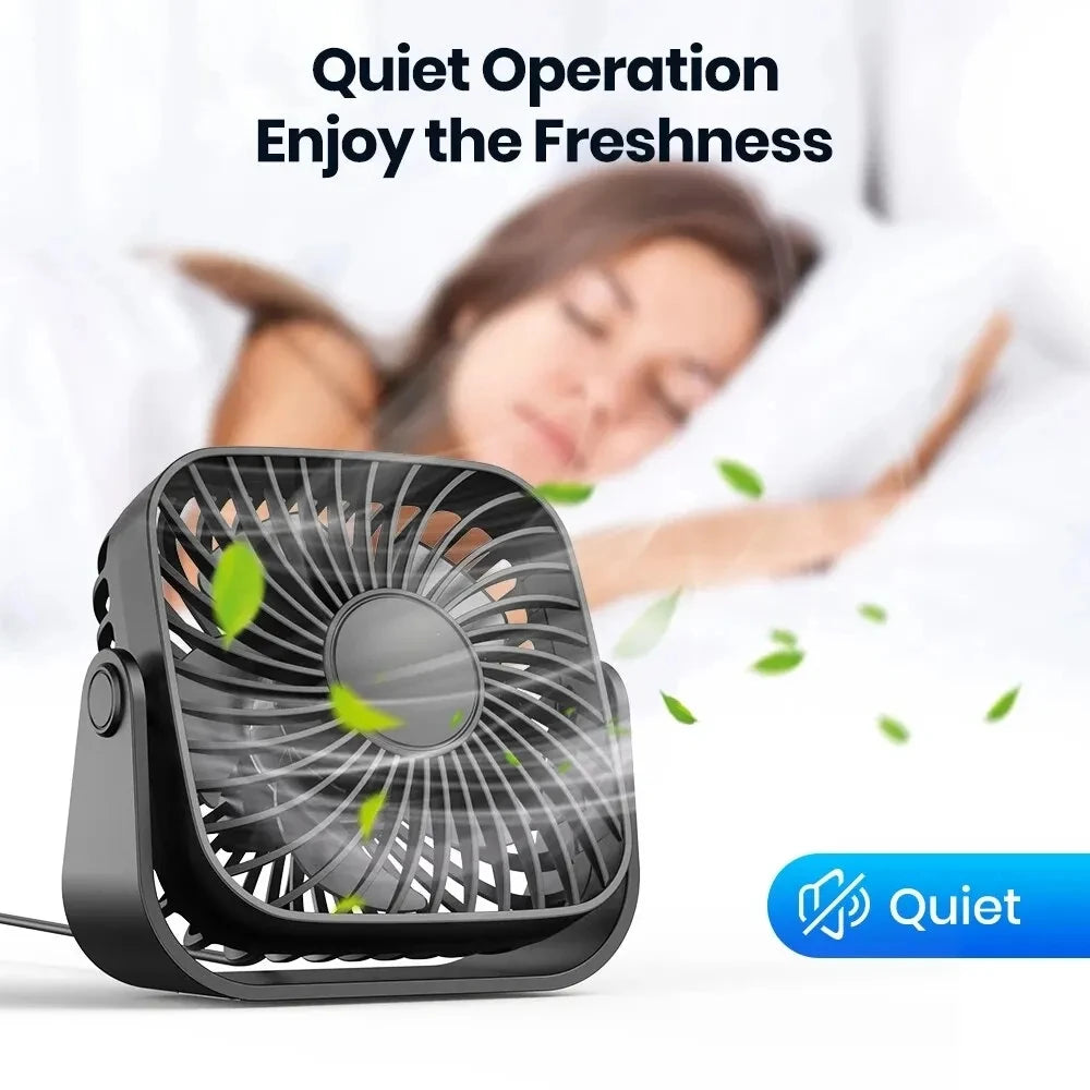 Ventilateur USB Portable 4 pouces Pliable — 3 Vitesses, 360° Réglable
