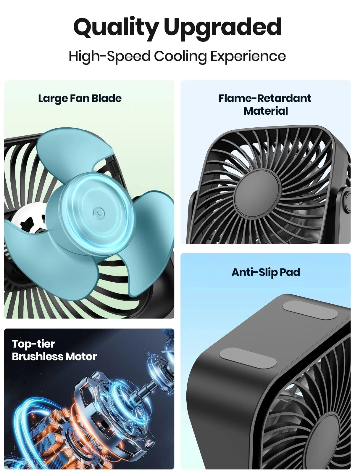 Ventilateur USB Portable 4 pouces Pliable — 3 Vitesses, 360° Réglable