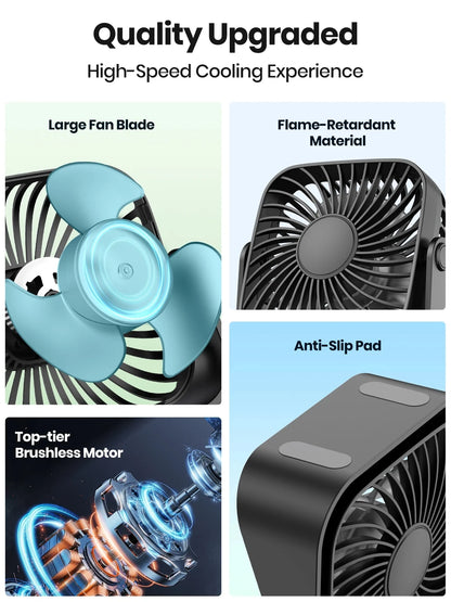 Ventilateur USB Portable 4 pouces Pliable — 3 Vitesses, 360° Réglable