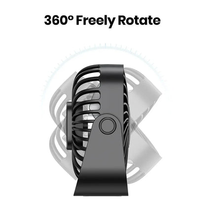Ventilateur USB Portable 4 pouces Pliable — 3 Vitesses, 360° Réglable