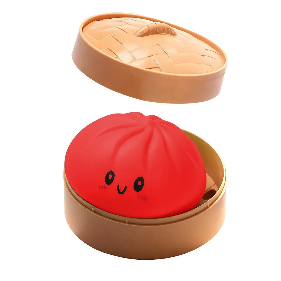 Ravioli Squishy Réaliste — Boîte Surprise TPR avec Cuiseur Bambou