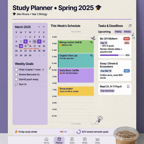 Agenda Étudiant & Révisions Imprimable PDF