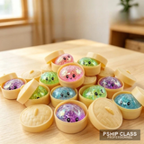 Balle Anti-Stress Squishy Dumpling — Rebond Lent & Boîte Cadeau Bambou