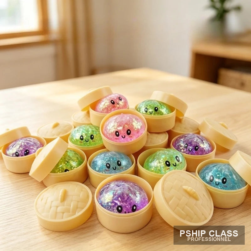produBalle anti-stress squishy dumpling avec rebond lent et boîte cadeau bambou - vue 1 ct_name - P-SHIP