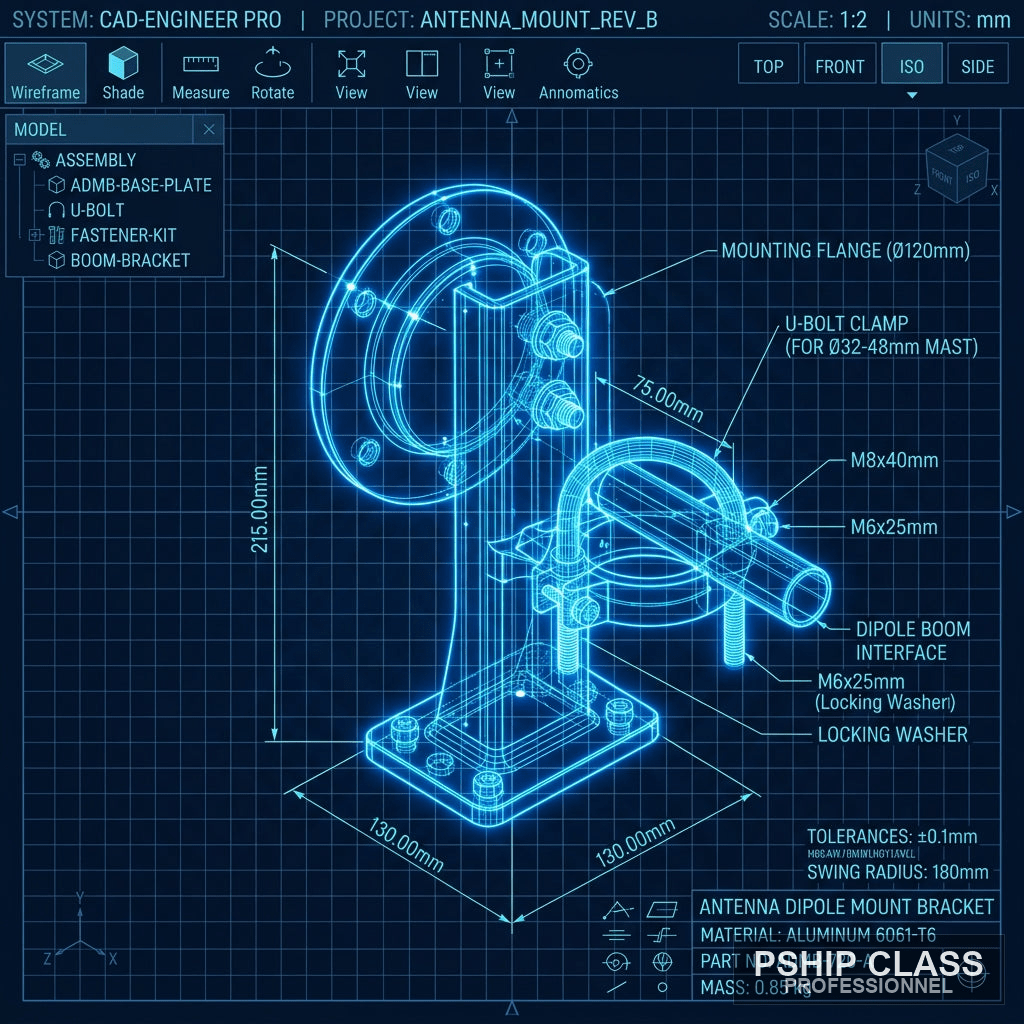 produBlueprint Antenna Dipole Mount Bracket — Fichier STL impression 3D - vue 1 ct_name - P-SHIP