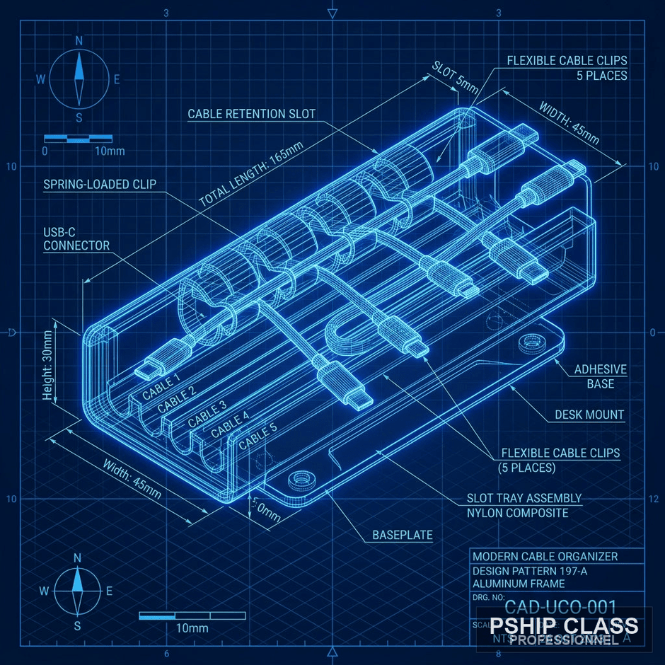 produBlueprint USB Cable Chaos Organizer — Fichier STL organisateur câbles USB - vue 1 ct_name - P-SHIP