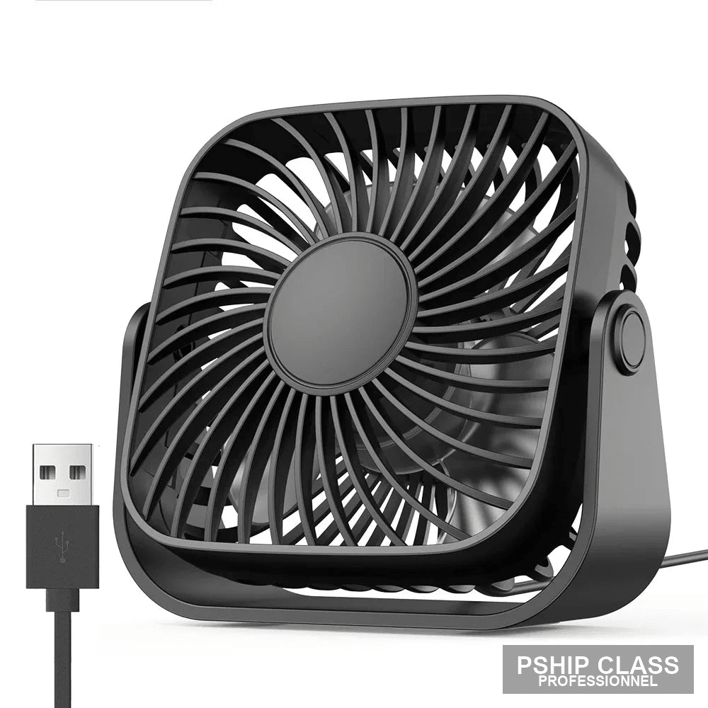 produMini ventilateur USB portable 4 pouces 3 vitesses silencieux 360° bureau et camping - vue 1 ct_name - P-SHIP