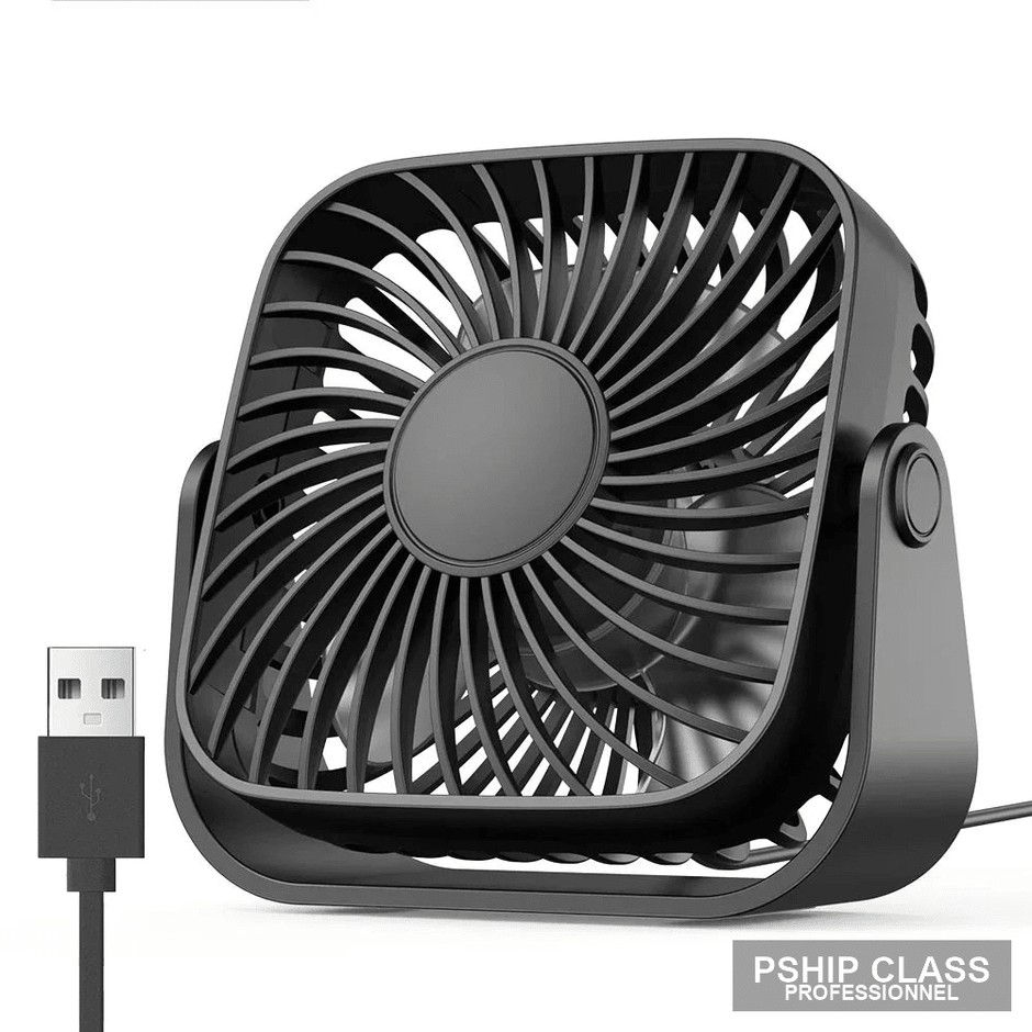 produMini ventilateur USB portable 4 pouces 3 vitesses silencieux 360° bureau et camping - vue 1 ct_name - P-SHIP