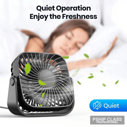produMini ventilateur USB portable 4 pouces 3 vitesses silencieux 360° bureau et camping - vue 5 ct_name - P-SHIP