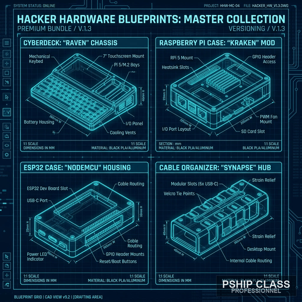 produPack Complet Blueprints 3D Hacker — 10 modèles STL impression 3D - vue 1 ct_name - P-SHIP