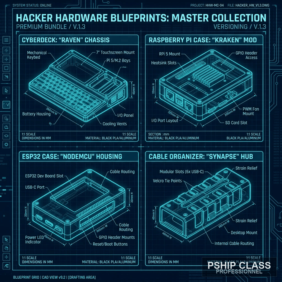 produPack Complet Blueprints 3D Hacker — 10 modèles STL impression 3D - vue 1 ct_name - P-SHIP