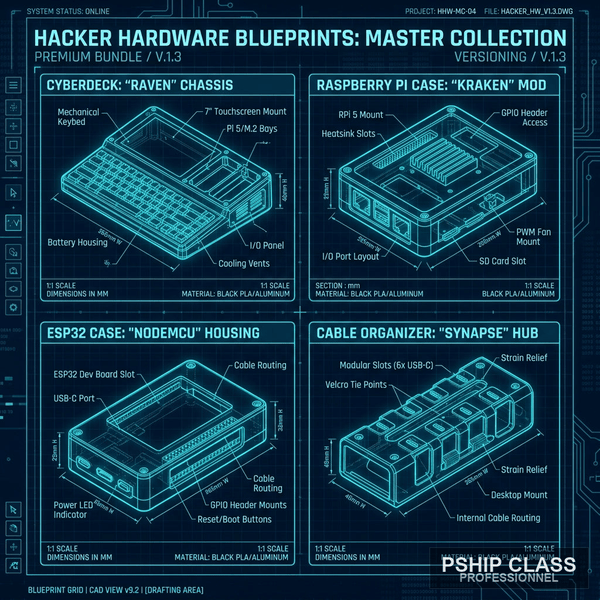 Pack Complet Blueprints 3D Hacker - 10 Modèles STL