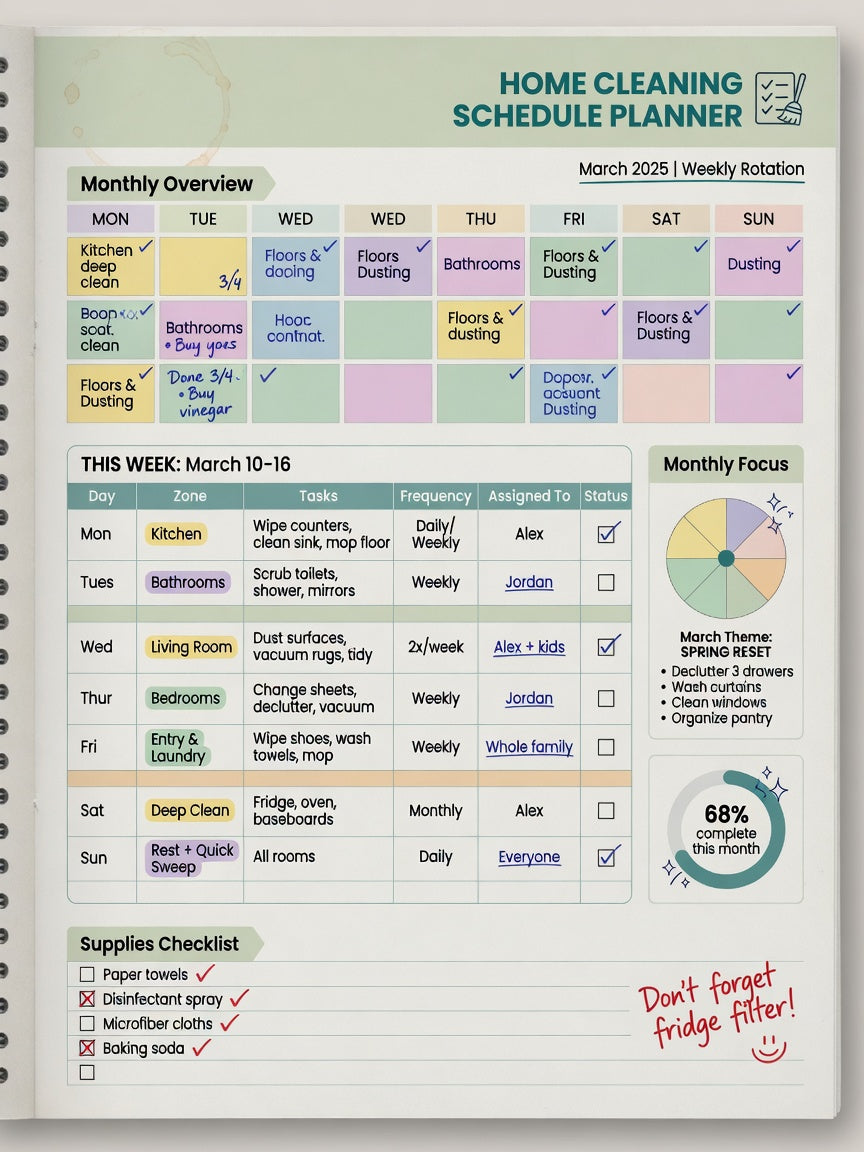 Planning Nettoyage Maison — Checklist Imprimable PDF
