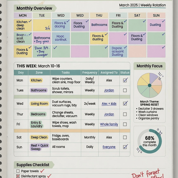 Planning Nettoyage Maison — Checklist Imprimable PDF