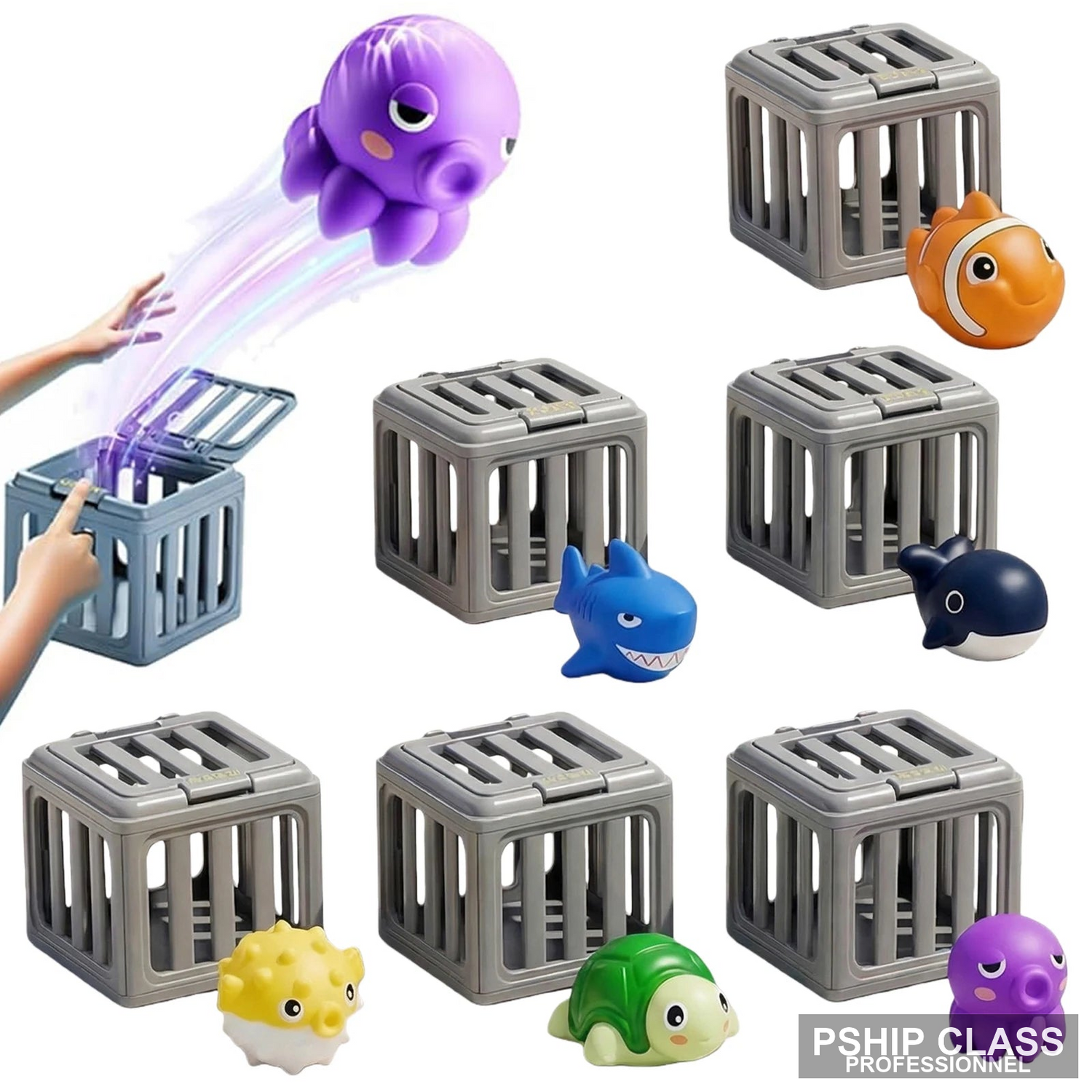 Jouets de plongée piscine pour enfants avec animaux marins et cages aquatiques - vue 1