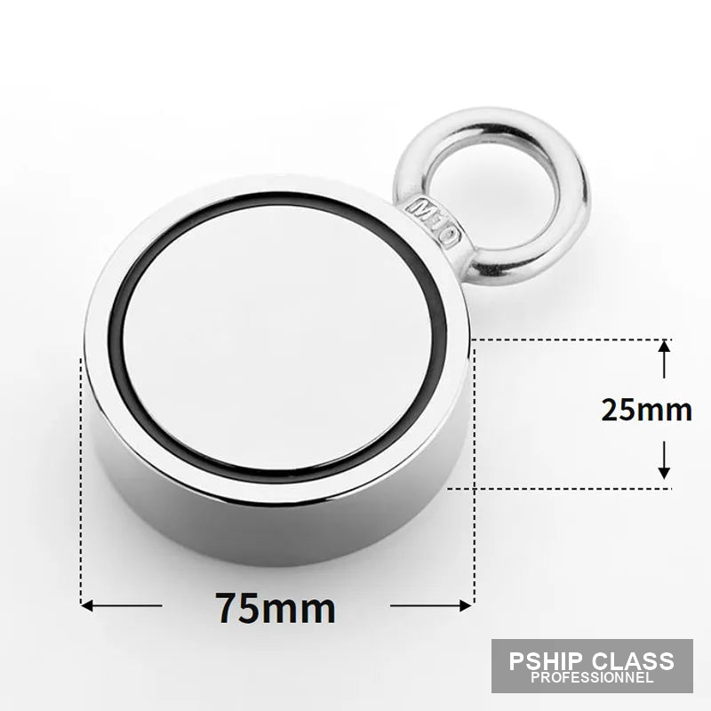 Aimant de pêche double face 120kg en néodyme pour récupération sous-marine - vue 6