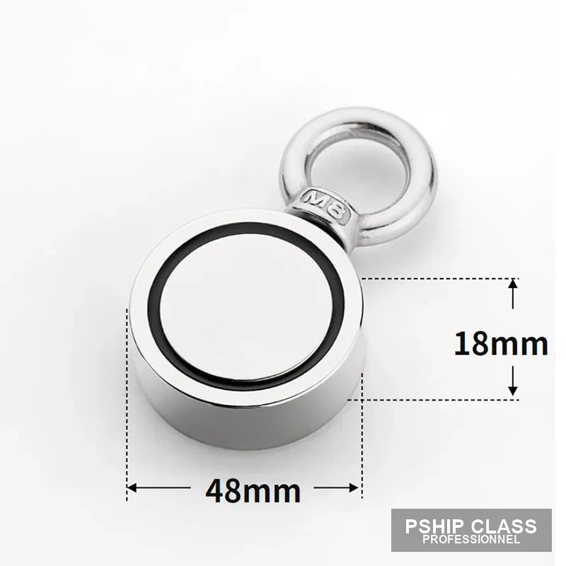 Aimant de pêche double face 120kg en néodyme pour récupération sous-marine - vue 9